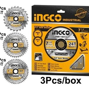 DISCO INGCO CORTE MADERA  JGO.3 PZAS.7 1/4" 24 T, 40 T, 60 T.   TSB51852153