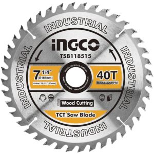 DISCO DE SIERRA CIRCULAR INDUSTRIAL MADERA 40T 185MM-7.1/4" INGCO TSB118515